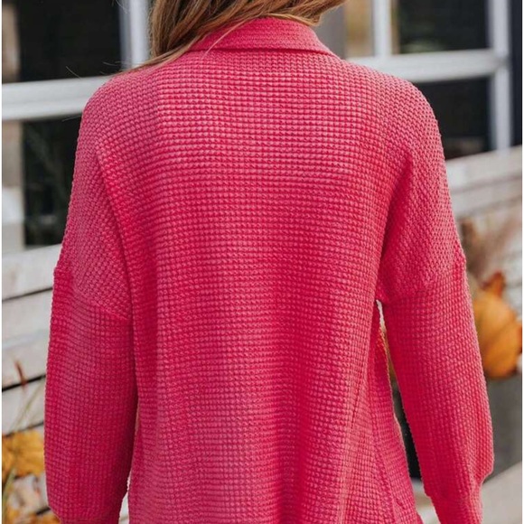 New pink button down long sleeve top - Picture 7 of 8